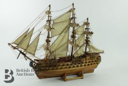 Wooden Model of a 64 Gun 3 Mast Ship of the Line
