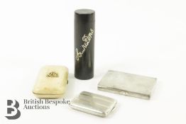 Two Silver Card Cases, Bone Card Case and Ebony and Silver Hairpin Case