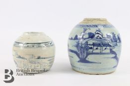 19th Century Japanese Blue and White Ginger Jars