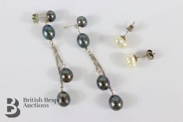 Two Pairs of Douglas Coleman Pearl Earrings