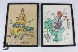 Two Iranian Watercolour Caricatures