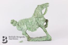 Chinese Jadeite Carving of a Rearing Horse