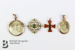 Edwardian Seed Pearl and Peridot Pendant