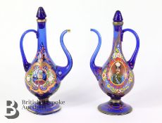 Pair of Folk Art Decanter and Stoppers