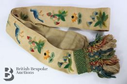 Victorian Linen Embroidered Bell Pull