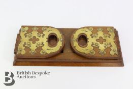 Victorian Brass and Oak Book Slide