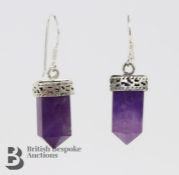 Pair of Silver and Amethyst Earrings