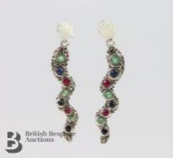 Pair of Silver and Semi-Precious Stone Earrings