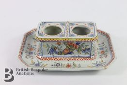 Italian Majolica Double Ink Stand