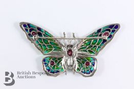 Silver and Enamel Butterfly Brooch