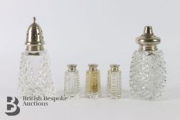 Pair of Sterling Silver Cut Glass Sugar Sifters