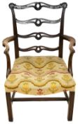 A George III mahogany ladder back armchair