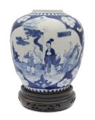 A large 19th century Chinese blue and white ginger jar