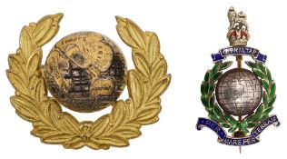 A 9ct Royal Marine Gibraltar enamelled brooch and another