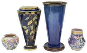 A 1930s Art Deco Carlton Ware Wisteria pattern vase and three others