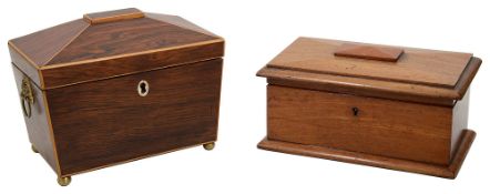 A Regency rosewood caddy and jewellery