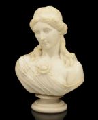 A 19th century marble bust of a classical maiden