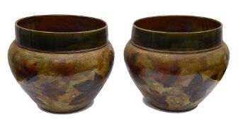 A pair of large Royal Doulton Autumn leaves pattern jardinieres