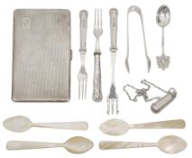 A George VI large silver engine turned cigarette case and other items