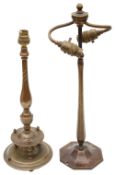 An early 20th century bronze table lamp and a brass table lamp