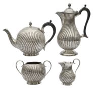 A Victorian silver four piece tea service