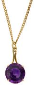 An amethyst pendant and a chain necklace