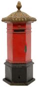 A Victorian novelty painted iron octagonal post-box money box