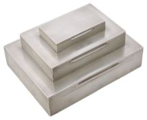 An George V engine turned combination cigar, cigarette and matchcase table box