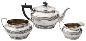 A late Victorian Scottish three piece silver tea service
