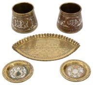 Two Cairoware vessels and other items