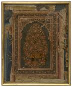 A 19th century Persian lacquered painted board from a book binding