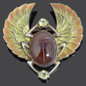 An early 20th century Continental Egyptian revival scarab brooch