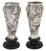 A pair Chinese export silver vases c.1900