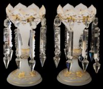 A pair of Victorian glass lustres