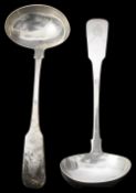 A pair of George III Irish fiddle pattern sauce ladles