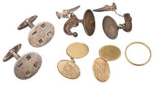 A pair of 9ct golf cufflinks and other items