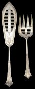 A pair of Edwardian silver Albany pattern fish servers