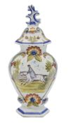 A 19th century French Rouen faience vase and cover