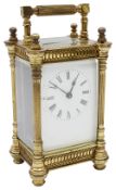 A late 19th century French gilt brass carriage clock