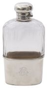 A late Victorian silver and glass hipflask, London, 1896 by Drew & Sons