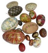 A collection of seventeen early 20th century and later Easter eggs