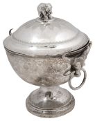 An early 20th century Indian Colonial silver twin handled bowl and cover