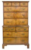 An early 18th century walnut chest on chest