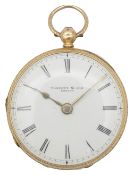 A cased late Victorian 18ct gold open faced pocket watch signed Talbott & Son London