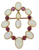 An Edwardian opal and ruby brooch
