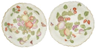 A pair of Chelsea Gold Anchor period fruit dessert plates