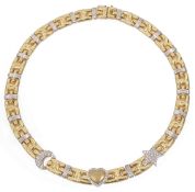 A Continental diamond set Star, Moon and Heart gold necklace
