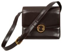 A Gucci brown leather shoulder bag c. 1970s
