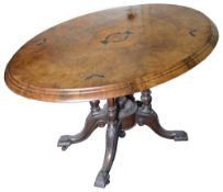 A Victorian walnut and marquetry loo table