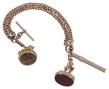A 9ct gold Albert chain with fobs